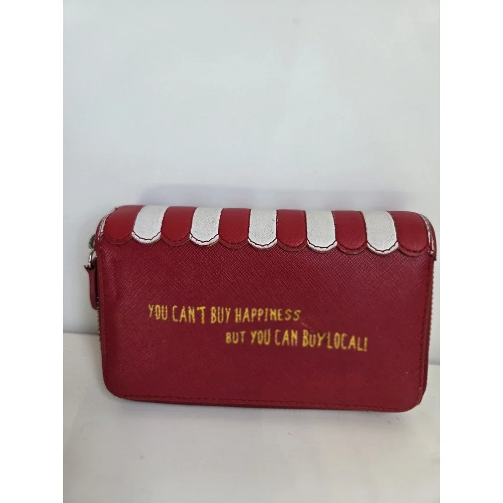 Vendula London CORNER SHOP Zip Around Wallet RED Pink Preowned‎ RARE